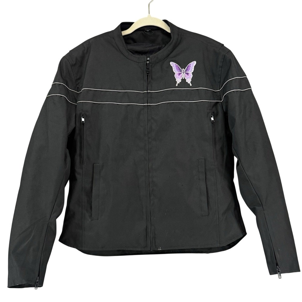 Womens House Of Leather Black Nylon Motorcycle  Jacket 2XL Removal Liner